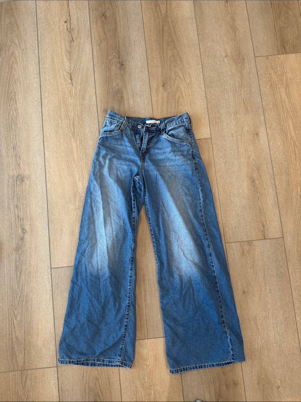 Levi's Wide-Leg Faded Blue Denim Jeans